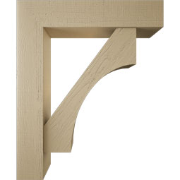Ekena Millwork - BKTUR0756X36X44WTL05RCPR - Timberthane Faux Wood Westlake Style Bracket w/ Offset Brace, Block Ends, 7 1/2"W x 36"D x 44"H, Primed Tan