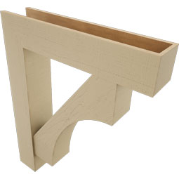 Ekena Millwork - BKTUR0756X36X44WTL05RCPR - Timberthane Faux Wood Westlake Style Bracket w/ Offset Brace, Block Ends, 7 1/2"W x 36"D x 44"H, Primed Tan