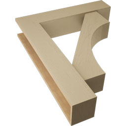 Ekena Millwork - BKTUR0756X36X44WTL05RCPR - Timberthane Faux Wood Westlake Style Bracket w/ Offset Brace, Block Ends, 7 1/2"W x 36"D x 44"H, Primed Tan
