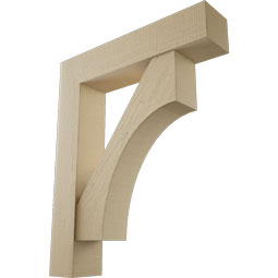 Ekena Millwork - BKTUR0756X36X44WTL05RCPR - Timberthane Faux Wood Westlake Style Bracket w/ Offset Brace, Block Ends, 7 1/2"W x 36"D x 44"H, Primed Tan