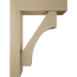 Ekena Millwork - BKTUR0756X36X48WTL05RCPR - Timberthane Faux Wood Westlake Style Bracket w/ Offset Brace, Block Ends, 7 1/2"W x 36"D x 48"H, Primed Tan