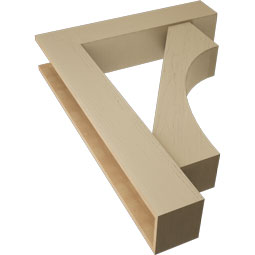 Ekena Millwork - BKTUR0756X36X48WTL05RCPR - Timberthane Faux Wood Westlake Style Bracket w/ Offset Brace, Block Ends, 7 1/2"W x 36"D x 48"H, Primed Tan