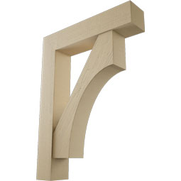 Ekena Millwork - BKTUR0756X36X48WTL05RCPR - Timberthane Faux Wood Westlake Style Bracket w/ Offset Brace, Block Ends, 7 1/2"W x 36"D x 48"H, Primed Tan