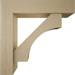 Ekena Millwork - BKTUR0756X38X38WTL05RCPR - Timberthane Faux Wood Westlake Style Bracket w/ Offset Brace, Block Ends, 7 1/2"W x 38"D x 38"H, Primed Tan