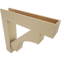 Ekena Millwork - BKTUR0756X38X38WTL05RCPR - Timberthane Faux Wood Westlake Style Bracket w/ Offset Brace, Block Ends, 7 1/2"W x 38"D x 38"H, Primed Tan