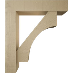 Ekena Millwork - BKTUR0756X38X44WTL05RCPR - Timberthane Faux Wood Westlake Style Bracket w/ Offset Brace, Block Ends, 7 1/2"W x 38"D x 44"H, Primed Tan