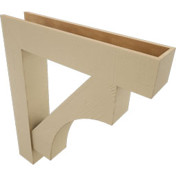 Ekena Millwork - BKTUR0756X38X44WTL05RCPR - Timberthane Faux Wood Westlake Style Bracket w/ Offset Brace, Block Ends, 7 1/2"W x 38"D x 44"H, Primed Tan