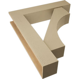 Ekena Millwork - BKTUR0756X38X44WTL05RCPR - Timberthane Faux Wood Westlake Style Bracket w/ Offset Brace, Block Ends, 7 1/2"W x 38"D x 44"H, Primed Tan