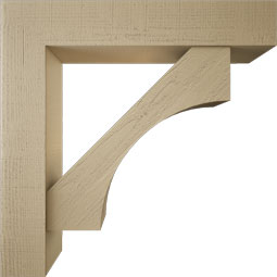 Ekena Millwork - BKTUR0756X40X40WTL05RCPR - Timberthane Faux Wood Westlake Style Bracket w/ Offset Brace, Block Ends, 7 1/2"W x 40"D x 40"H, Primed Tan