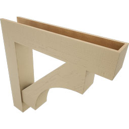 Ekena Millwork - BKTUR0756X40X40WTL05RCPR - Timberthane Faux Wood Westlake Style Bracket w/ Offset Brace, Block Ends, 7 1/2"W x 40"D x 40"H, Primed Tan