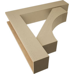 Ekena Millwork - BKTUR0756X40X40WTL05RCPR - Timberthane Faux Wood Westlake Style Bracket w/ Offset Brace, Block Ends, 7 1/2"W x 40"D x 40"H, Primed Tan
