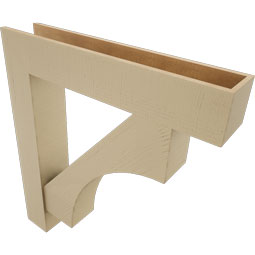 Ekena Millwork - BKTUR0756X40X44WTL05RCPR - Timberthane Faux Wood Westlake Style Bracket w/ Offset Brace, Block Ends, 7 1/2"W x 40"D x 44"H, Primed Tan