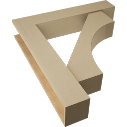 Ekena Millwork - BKTUR0756X40X44WTL05RCPR - Timberthane Faux Wood Westlake Style Bracket w/ Offset Brace, Block Ends, 7 1/2"W x 40"D x 44"H, Primed Tan