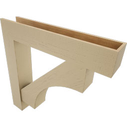 Ekena Millwork - BKTUR0756X42X42WTL05RCPR - Timberthane Faux Wood Westlake Style Bracket w/ Offset Brace, Block Ends, 7 1/2"W x 42"D x 42"H, Primed Tan