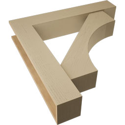 Ekena Millwork - BKTUR0756X42X42WTL05RCPR - Timberthane Faux Wood Westlake Style Bracket w/ Offset Brace, Block Ends, 7 1/2"W x 42"D x 42"H, Primed Tan