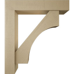 Ekena Millwork - BKTUR0756X42X48WTL05RCPR - Timberthane Faux Wood Westlake Style Bracket w/ Offset Brace, Block Ends, 7 1/2"W x 42"D x 48"H, Primed Tan