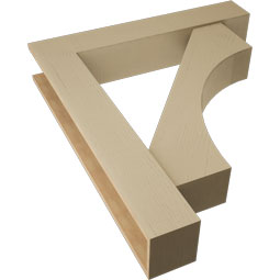 Ekena Millwork - BKTUR0756X42X48WTL05RCPR - Timberthane Faux Wood Westlake Style Bracket w/ Offset Brace, Block Ends, 7 1/2"W x 42"D x 48"H, Primed Tan