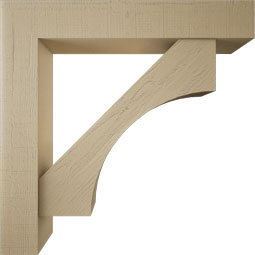 Ekena Millwork - BKTUR0756X44X44WTL05RCPR - Timberthane Faux Wood Westlake Style Bracket w/ Offset Brace, Block Ends, 7 1/2"W x 44"D x 44"H, Primed Tan