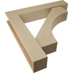 Ekena Millwork - BKTUR0756X44X44WTL05RCPR - Timberthane Faux Wood Westlake Style Bracket w/ Offset Brace, Block Ends, 7 1/2"W x 44"D x 44"H, Primed Tan