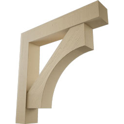 Ekena Millwork - BKTUR0756X44X44WTL05RCPR - Timberthane Faux Wood Westlake Style Bracket w/ Offset Brace, Block Ends, 7 1/2"W x 44"D x 44"H, Primed Tan