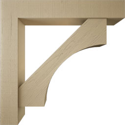 Ekena Millwork - BKTUR0756X46X46WTL05RCPR - Timberthane Faux Wood Westlake Style Bracket w/ Offset Brace, Block Ends, 7 1/2"W x 46"D x 46"H, Primed Tan