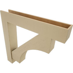 Ekena Millwork - BKTUR0756X46X46WTL05RCPR - Timberthane Faux Wood Westlake Style Bracket w/ Offset Brace, Block Ends, 7 1/2"W x 46"D x 46"H, Primed Tan