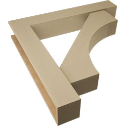 Ekena Millwork - BKTUR0756X46X46WTL05RCPR - Timberthane Faux Wood Westlake Style Bracket w/ Offset Brace, Block Ends, 7 1/2"W x 46"D x 46"H, Primed Tan
