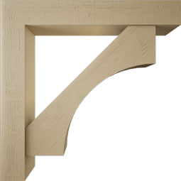 Ekena Millwork - BKTUR0756X48X48WTL05RCPR - Timberthane Faux Wood Westlake Style Bracket w/ Offset Brace, Block Ends, 7 1/2"W x 48"D x 48"H, Primed Tan