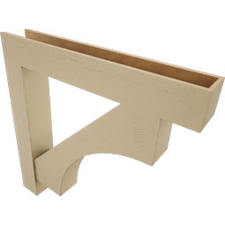 Ekena Millwork - BKTUR0756X48X48WTL05RCPR - Timberthane Faux Wood Westlake Style Bracket w/ Offset Brace, Block Ends, 7 1/2"W x 48"D x 48"H, Primed Tan