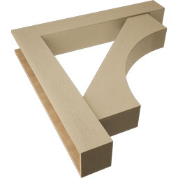 Ekena Millwork - BKTUR0756X48X48WTL05RCPR - Timberthane Faux Wood Westlake Style Bracket w/ Offset Brace, Block Ends, 7 1/2"W x 48"D x 48"H, Primed Tan