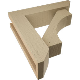 Ekena Millwork - BKTUR0352X14X14WTL06RCPR - Timberthane Faux Wood Westlake Style Bracket w/ Offset Brace, Slat Ends, 3 1/2"W x 14"D x 14"H, Primed Tan