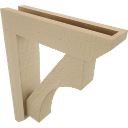 Ekena Millwork - BKTUR0352X14X18WTL06RCPR - Timberthane Faux Wood Westlake Style Bracket w/ Offset Brace, Slat Ends, 3 1/2"W x 14"D x 18"H, Primed Tan