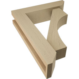 Ekena Millwork - BKTUR0352X14X18WTL06RCPR - Timberthane Faux Wood Westlake Style Bracket w/ Offset Brace, Slat Ends, 3 1/2"W x 14"D x 18"H, Primed Tan