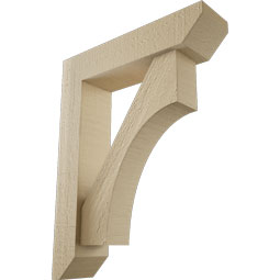 Ekena Millwork - BKTUR0352X14X18WTL06RCPR - Timberthane Faux Wood Westlake Style Bracket w/ Offset Brace, Slat Ends, 3 1/2"W x 14"D x 18"H, Primed Tan