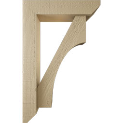 Ekena Millwork - BKTUR0352X14X22WTL06RCPR - Timberthane Faux Wood Westlake Style Bracket w/ Offset Brace, Slat Ends, 3 1/2"W x 14"D x 22"H, Primed Tan