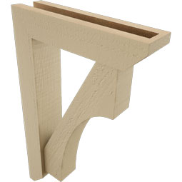 Ekena Millwork - BKTUR0352X14X22WTL06RCPR - Timberthane Faux Wood Westlake Style Bracket w/ Offset Brace, Slat Ends, 3 1/2"W x 14"D x 22"H, Primed Tan
