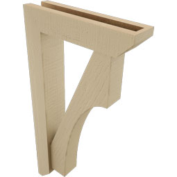 Ekena Millwork - BKTUR0352X14X26WTL06RCPR - Timberthane Faux Wood Westlake Style Bracket w/ Offset Brace, Slat Ends, 3 1/2"W x 14"D x 26"H, Primed Tan