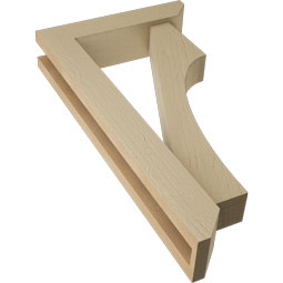 Ekena Millwork - BKTUR0352X14X26WTL06RCPR - Timberthane Faux Wood Westlake Style Bracket w/ Offset Brace, Slat Ends, 3 1/2"W x 14"D x 26"H, Primed Tan