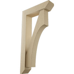 Ekena Millwork - BKTUR0352X14X26WTL06RCPR - Timberthane Faux Wood Westlake Style Bracket w/ Offset Brace, Slat Ends, 3 1/2"W x 14"D x 26"H, Primed Tan