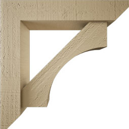 Ekena Millwork - BKTUR0352X16X16WTL06RCPR - Timberthane Faux Wood Westlake Style Bracket w/ Offset Brace, Slat Ends, 3 1/2"W x 16"D x 16"H, Primed Tan
