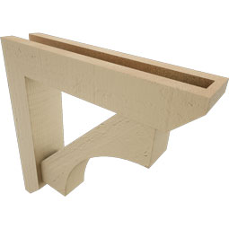 Ekena Millwork - BKTUR0352X16X16WTL06RCPR - Timberthane Faux Wood Westlake Style Bracket w/ Offset Brace, Slat Ends, 3 1/2"W x 16"D x 16"H, Primed Tan