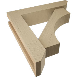 Ekena Millwork - BKTUR0352X16X16WTL06RCPR - Timberthane Faux Wood Westlake Style Bracket w/ Offset Brace, Slat Ends, 3 1/2"W x 16"D x 16"H, Primed Tan