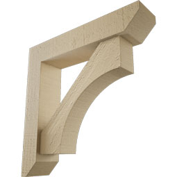 Ekena Millwork - BKTUR0352X16X16WTL06RCPR - Timberthane Faux Wood Westlake Style Bracket w/ Offset Brace, Slat Ends, 3 1/2"W x 16"D x 16"H, Primed Tan