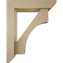 Ekena Millwork - BKTUR0352X16X20WTL06RCPR - Timberthane Faux Wood Westlake Style Bracket w/ Offset Brace, Slat Ends, 3 1/2"W x 16"D x 20"H, Primed Tan