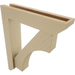 Ekena Millwork - BKTUR0352X16X20WTL06RCPR - Timberthane Faux Wood Westlake Style Bracket w/ Offset Brace, Slat Ends, 3 1/2"W x 16"D x 20"H, Primed Tan