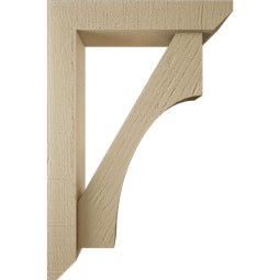 Ekena Millwork - BKTUR0352X16X24WTL06RCPR - Timberthane Faux Wood Westlake Style Bracket w/ Offset Brace, Slat Ends, 3 1/2"W x 16"D x 24"H, Primed Tan