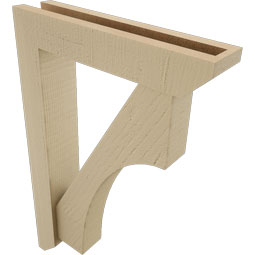 Ekena Millwork - BKTUR0352X16X24WTL06RCPR - Timberthane Faux Wood Westlake Style Bracket w/ Offset Brace, Slat Ends, 3 1/2"W x 16"D x 24"H, Primed Tan