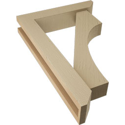 Ekena Millwork - BKTUR0352X16X24WTL06RCPR - Timberthane Faux Wood Westlake Style Bracket w/ Offset Brace, Slat Ends, 3 1/2"W x 16"D x 24"H, Primed Tan