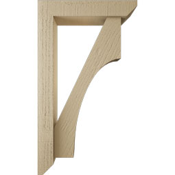 Ekena Millwork - BKTUR0352X16X28WTL06RCPR - Timberthane Faux Wood Westlake Style Bracket w/ Offset Brace, Slat Ends, 3 1/2"W x 16"D x 28"H, Primed Tan