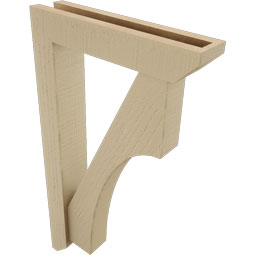 Ekena Millwork - BKTUR0352X16X28WTL06RCPR - Timberthane Faux Wood Westlake Style Bracket w/ Offset Brace, Slat Ends, 3 1/2"W x 16"D x 28"H, Primed Tan